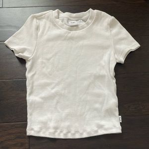 Aritzia TNA White Homestretch Crew Waist T-Shirt